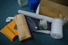 Box of Webbing and Faux Leather Fabric etc.