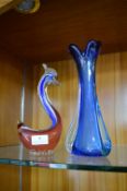1970's Murano Glass Vase and Bird
