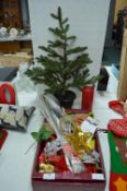 Miniature Artificial Christmas Tree, and Decoratio