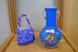 Coloured Glass Vase and a Handbag Vase