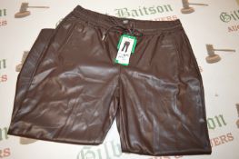 *Hilary Radley Lady’s Chocolate Leather Look Trousers Size: XL