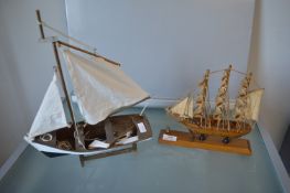 Two Model Sailing Ships