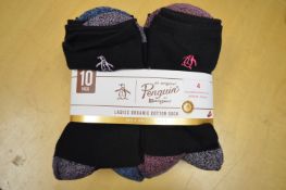 *10pk of Penguin Lady’s Organic Cotton Socks Size: 4-8