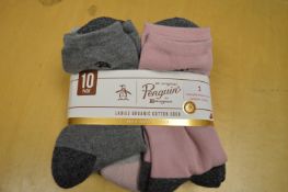 *10pk of Penguin Lady’s Organic Cotton Socks Size: 4-8