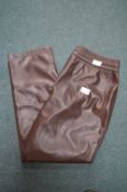Hilary Radley Brown Faux Leather Lady’s Trousers Size: L