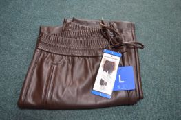 Hilary Radley Brown Faux Leather Lady’s Trousers Size: L