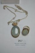 Sterling Silver & Gemstone Pendant and Ring with Chain