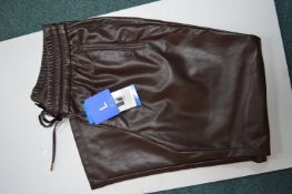 Hilary Radley Brown Faux Leather Lady’s Trousers Size: L