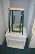 White Storage Unit with Folding Step Stool