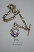 1926 Sterling Silver Fob and Chain ~53g total