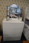 White Four Drawer Chest, and a Triple Dressing Mirror