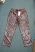 Hilary Radley Brown Faux Leather Lady’s Trousers Size: M
