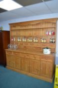 Solid Pine Dresser with Five Drawers and Five Cupboards