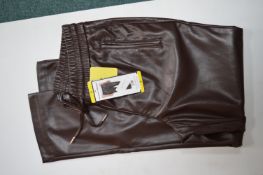 Hilary Radley Brown Faux Leather Lady’s Trousers Size: S