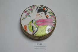Eastern Trinket Box with Hand Painted Porcelain Lid