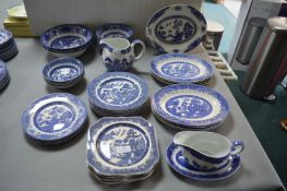 Old Willow Blue & White Tableware Plates, Dishes, Jugs, etc. 40+pcs