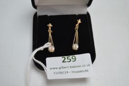 9ct Gold & Pearl Earrings ~2.1g gross