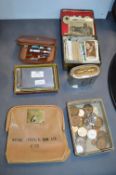 Vintage Cigarette Cards, Coinage, and a Leather Bank Purse etc.