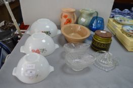 Vintage Pottery and Glassware Including Hornsea, Pyrex, etc.