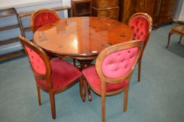 Circular Dining Table with Four Upholstered Balloon Back Chairs