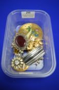 Vintage Costume Jewellery Brooches, and a Compact