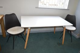 *White Melamine Table with Two Stacking Chairs (minor faults)