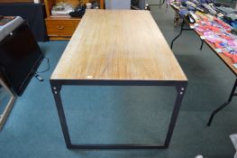 *Large Metal Framed Table with Wood Effect Top