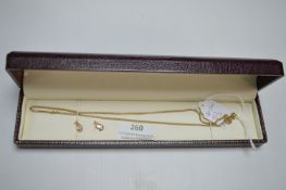 9ct Gold Chain and Pair of Drop Earrings ~5.4g gross