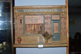 Vintage American Styrofoam Barber Shop Wall Display “Tony’s Barber”