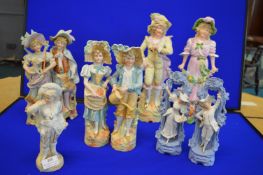Eight Victorian Bisque Continental Figures