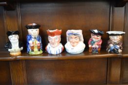 Six Toby and Character Jugs Including Punch & Judy