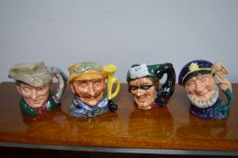 Four Small Character Jugs by Royal Doulton Including Dick Turpin, etc
