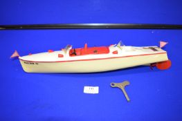 Hornby Clockwork Speed Boat “Racer III” with Key (repainted, lined, and transferred)