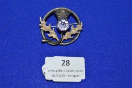 Sterling Silver Thistle Brooch with Amethyst