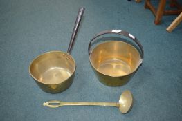 Victorian Brass Jam Pan with Ladle, and Pan