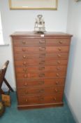 Victorian Ecclesiastical Nine Drawer Pitch Pine Cabinet