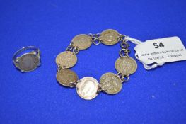 Vintage Thrupenny Bit Bracelet and Ring