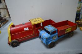 Two Vintage Triang Tinplate Toy Trucks