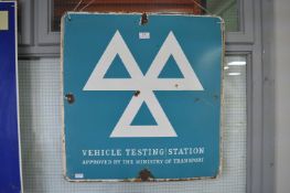 Vehicle Testing Station Enamel Sign