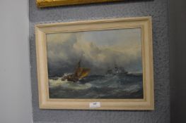 Small Oil on Canvas Maritime Scene Signed F. Hayes
