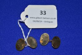 Pair of 9ct God Cufflinks 2.5g