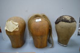 Three Wig Makers Postiche Heads