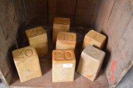 Seven Salt Glazed Pottery Numbered Markers