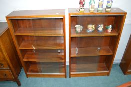 Two Glazed Retro Teak Bookcases (some faults to glass doors)