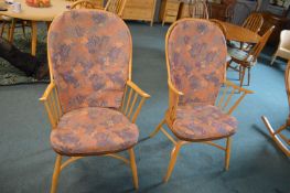 Pair of Ercol Bentwood Spindleback Armchair with Floral Upholstery
