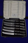 Cased Set of Six Mappin & Webb Silver Handled Fruit Knives with Sheffield Steel Blades