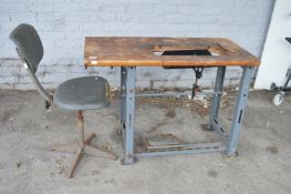 Sewing Machine Table and Machinists Chair