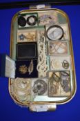 Vintage Costume Jewellery Brooches, Necklaces, etc. Including Whitby Jet