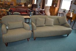 Harris Tweed Three Seat Sofa and Large Armchair Retailed by John Lewis