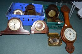 Antique Clocks and Parts for Spares/Repairs, and a Barometer